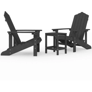 vidaXL Chaises de jardin Adirondack avec table PEHD Anthracite pas cher
