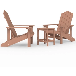 vidaXL Chaises de jardin Adirondack avec table PEHD Marron pas cher