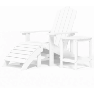 vidaXL Chaise de jardin Adirondack repose-pied table PEHD Blanc pas cher