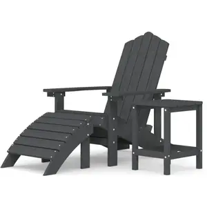 vidaXL Chaise de jardin Adirondack repose-pied table PEHD Anthracite pas cher