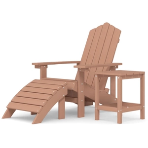 vidaXL Chaise de jardin Adirondack repose-pied table PEHD Marron pas cher