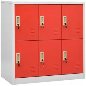 vidaXL Armoires à casiers 2 pcs Gris clair et rouge 90x45x92,5cm Acier pas cher