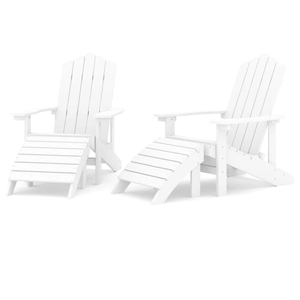 vidaXL Chaises de jardin Adirondack 2 pcs avec repose-pieds PEHD Blanc pas cher