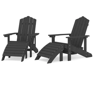 vidaXL Chaises Adirondack 2 pcs avec repose-pieds PEHD Anthracite pas cher
