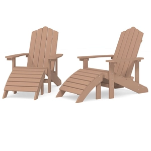 vidaXL Chaises de jardin Adirondack 2pcs avec repose-pieds PEHD Marron pas cher