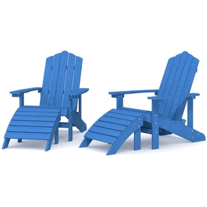 vidaXL Chaises de jardin Adirondack 2 pcs avec repose-pieds PEHD Bleu pas cher