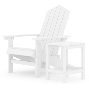 vidaXL Chaise de jardin Adirondack avec table PEHD Blanc pas cher