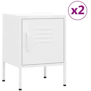 vidaXL Tables de chevet 2 pcs Blanc 35x35x51 cm Acier pas cher
