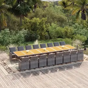 vidaXL Ensemble à manger de jardin 17 pcs et coussins résine tressée pas cher