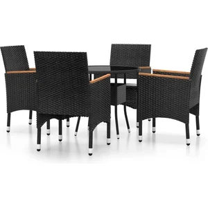 vidaXL Ensemble de bistro de jardin 5 pcs poly rotin et verre trempé pas cher