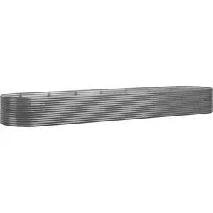 vidaXL Lit surélevé de jardin Acier enduit de poudre 584x140x68cm gris pas cher