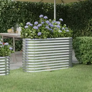 vidaXL Lit surélevé de jardin Acier enduit de poudre Argenté pas cher