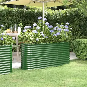 vidaXL Lit surélevé de jardin Acier enduit de poudre 152x40x68 cm Vert pas cher