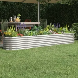 vidaXL Lit surélevé de jardin Acier enduit de poudre Argenté pas cher