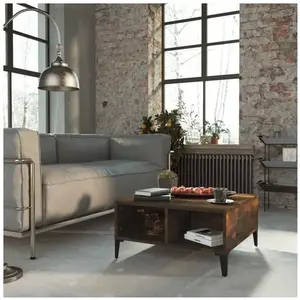 vidaXL Table basse Chêne fumé 60x60x30 cm Aggloméré, Brun, Tableau, 13kg pas cher