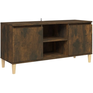 vidaXL Meuble TV avec pieds en bois solide Chêne fumé 103,5x35x50 cm pas cher