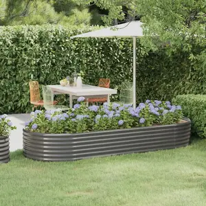 vidaXL Lit surélevé de jardin Acier enduit de poudre 249x100x36cm gris pas cher