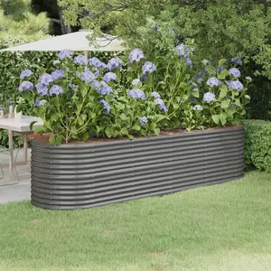 vidaXL Lit surélevé de jardin Acier enduit de poudre 296x80x68 cm gris pas cher