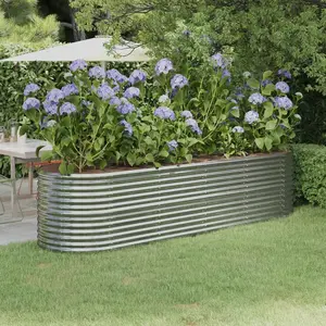 vidaXL Lit surélevé de jardin Acier enduit de poudre Argenté pas cher