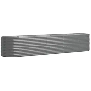 vidaXL Lit surélevé de jardin Acier enduit de poudre 368x80x68 cm gris pas cher