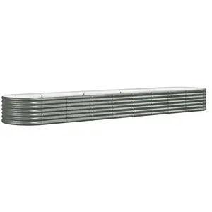 vidaXL Lit surélevé de jardin Acier enduit de poudre 368x80x36 cm gris pas cher