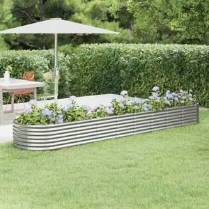 vidaXL Lit surélevé de jardin Acier enduit de poudre Argenté pas cher