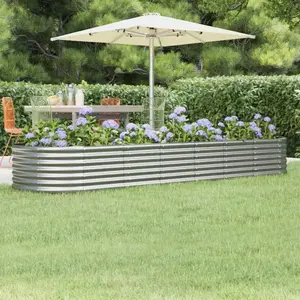 vidaXL Lit surélevé de jardin Acier enduit de poudre Argenté pas cher