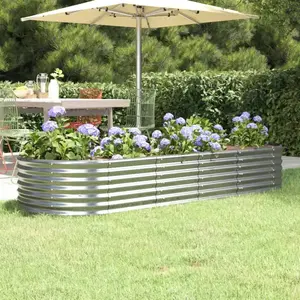 vidaXL Lit surélevé de jardin Acier enduit de poudre Argenté pas cher