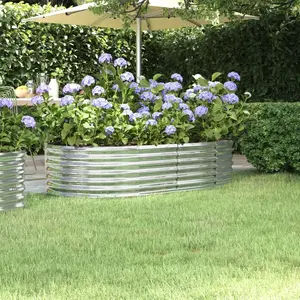 vidaXL Lit surélevé de jardin Acier enduit de poudre Argenté pas cher