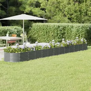 vidaXL Lit surélevé de jardin Acier enduit de poudre 512x80x36 cm gris pas cher