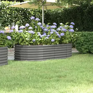 vidaXL Lit surélevé de jardin Acier enduit de poudre 152x80x36 cm gris pas cher