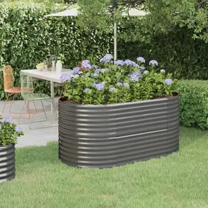 vidaXL Lit surélevé de jardin Acier enduit de poudre 152x80x68 cm gris pas cher