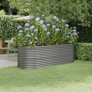 vidaXL - Plantenbak - 224x80x68 - cm - gegalvaniseerd - staal - grijs pas cher