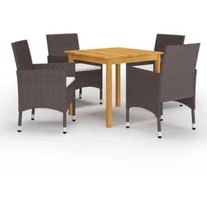 vidaXL Ensemble à manger de jardin et coussins 5 pcs Marron pas cher