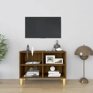 vidaXL Meuble TV avec pieds en bois massif Chêne marron 69,5x30x50 cm pas cher