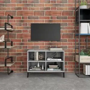 vidaXL Meuble TV avec pieds en métal Sonoma gris 69,5x30x50 cm pas cher