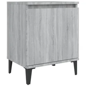 vidaXL Table de chevet avec pieds en métal Sonoma gris 40x30x50 cm pas cher