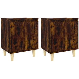 vidaXL Tables de chevet et pieds en bois 2 pcs Chêne fumé 40x30x50 cm pas cher