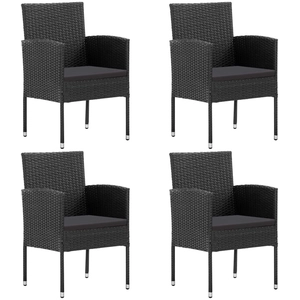 vidaXL Chaises de jardin coussins noir lot de 4 noir résine tressée pas cher