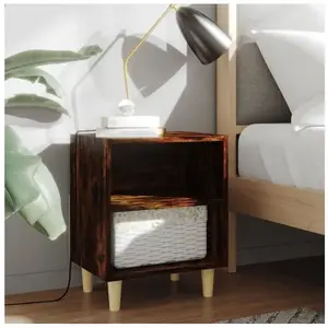 vidaXL Tables de chevet et pieds en bois 2 pcs Chêne fumé 40x30x50 cm pas cher