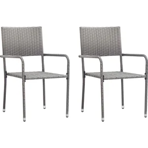 Comparateur de prix : vidaXL Chaise à dîner de jardin empilable lot de 2 gris résine tressée