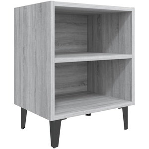 vidaXL Table de chevet avec pieds en métal Sonoma gris 40x30x50 cm pas cher