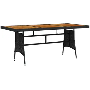 vidaXL Table de jardin Noir 160x70x72 cm Résine tressée et acacia pas cher