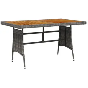 vidaXL Table de jardin Gris 130x70x72 cm Résine tressée et acacia pas cher