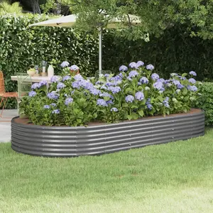 vidaXL Lit surélevé de jardin Acier galvanisé 296x140x36cm gris pas cher