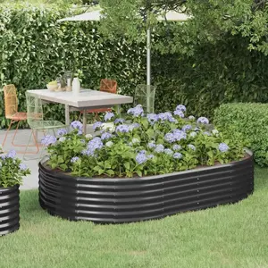 vidaXL Vidaxl Jardinière Acier Enduit De Poudre 214x140x36 Cm Anthracite pas cher