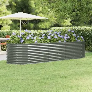 vidaXL Lit surélevé de jardin Acier enduit de poudre 322x100x68cm gris pas cher