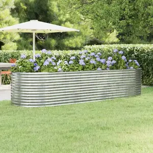 vidaXL Lit surélevé de jardin Acier enduit de poudre Argenté pas cher