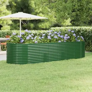 vidaXL Lit surélevé de jardin Acier enduit de poudre 322x100x68cm Vert pas cher