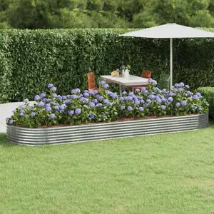 vidaXL Lit surélevé de jardin Acier enduit de poudre Argenté pas cher